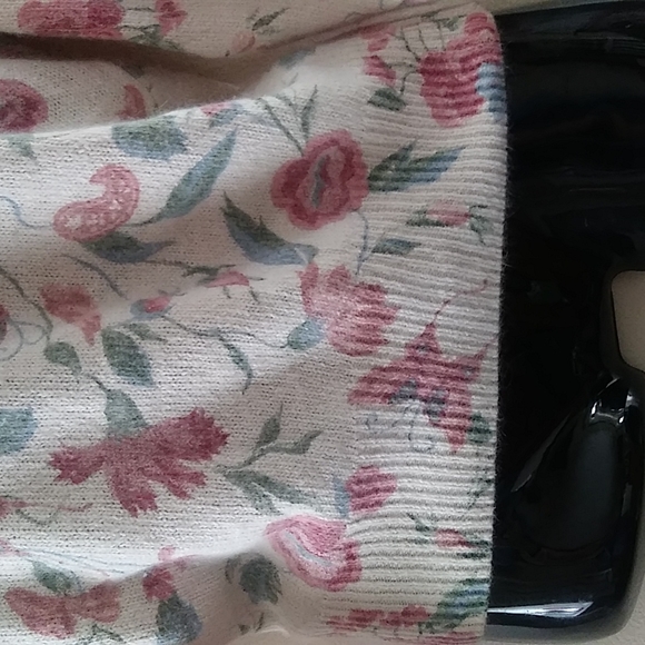 Vintage Floral Muckneck Sweater Silk & Angora Lambswool Small - Picture 5 of 12